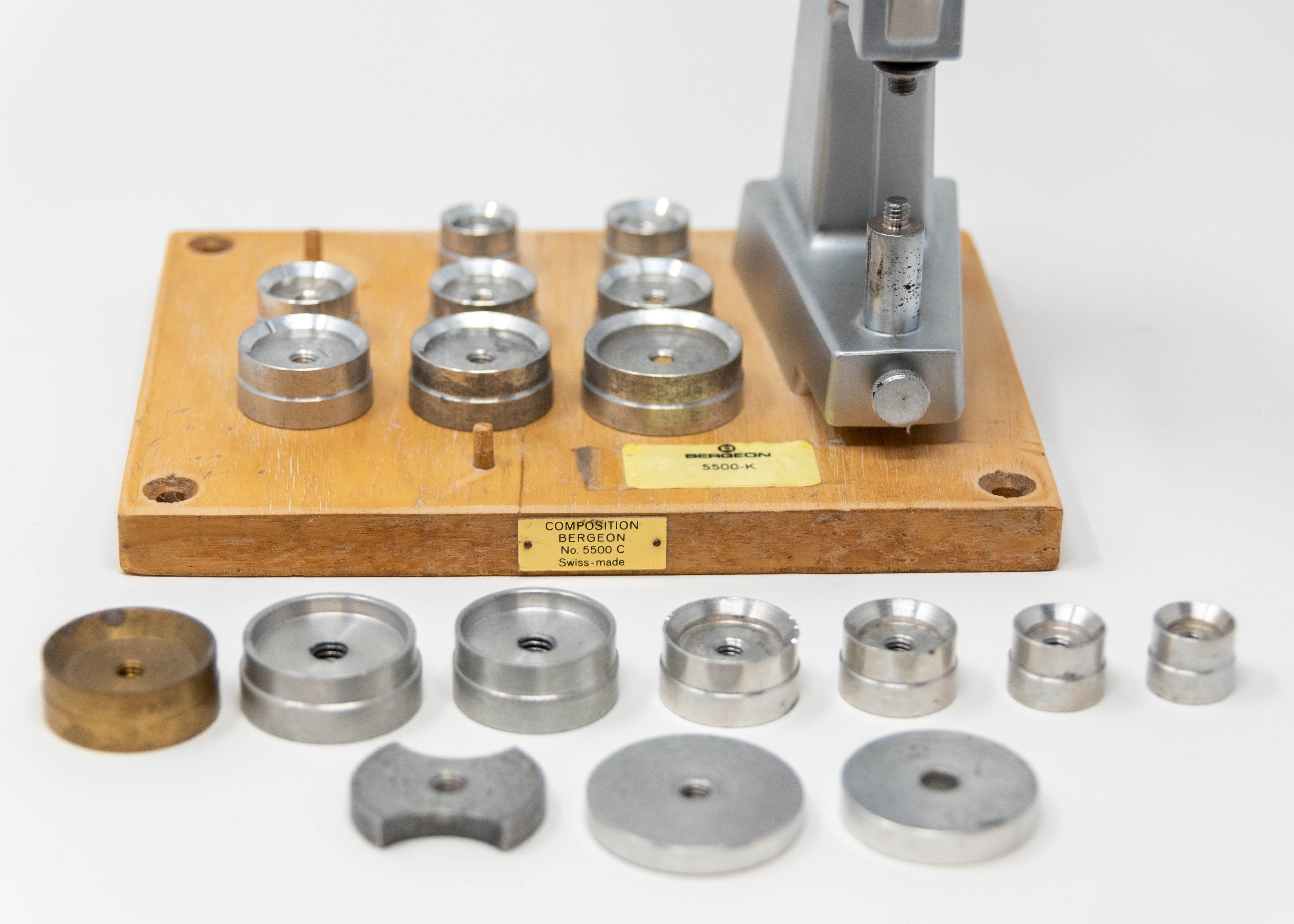 Bergeon 5500 Watch Crystal Press with 18 Dies